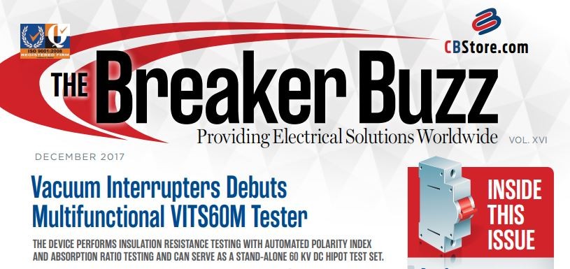 Breaker Buzz magazine cover, electrical testing solutions.