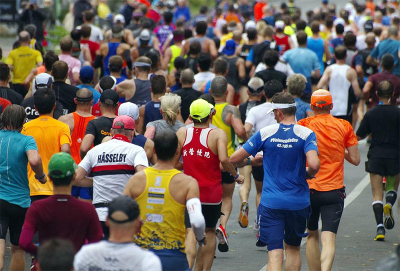 Runners participating in a marathon race